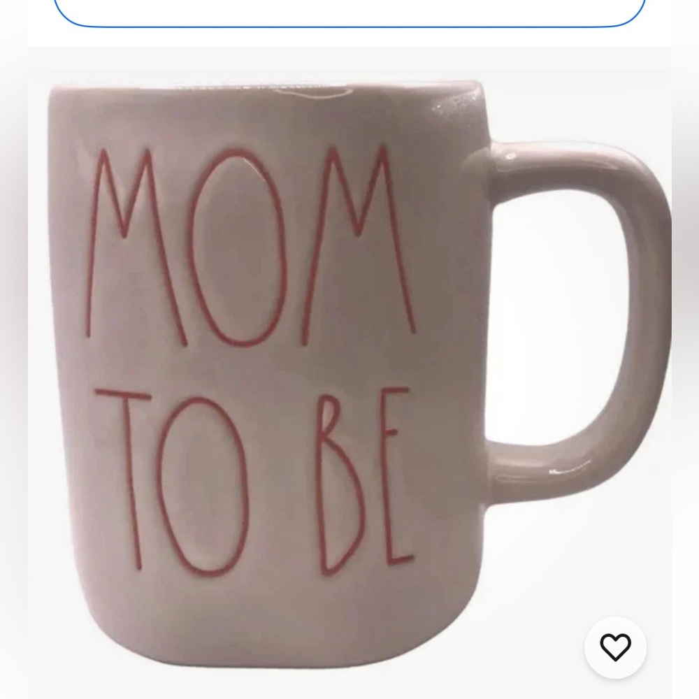 Rae Dunn White Mug with Pink 'Mom To Be' Design